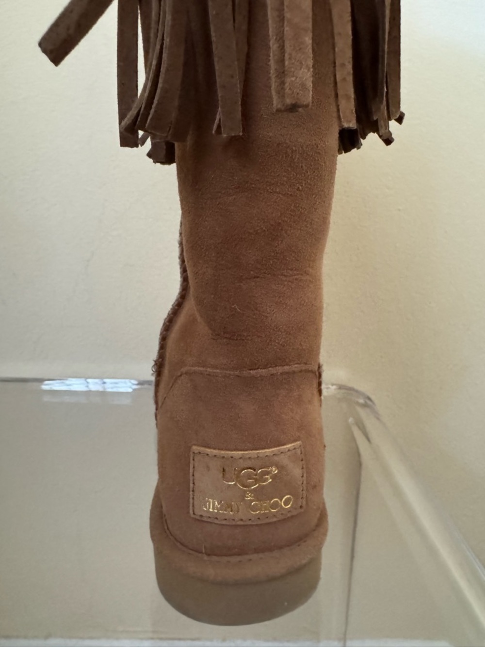 Ugg x Jimmy Choo Boots Sora Studded Fringe Suede Chestnut US 8 - Picture 12 of 16